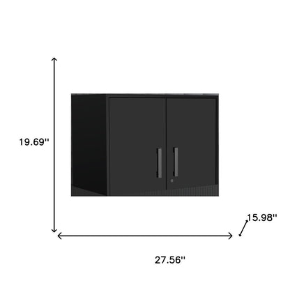 28" Black Wall mounted Accent Cabinet With Eight Shelves And Six Drawers
