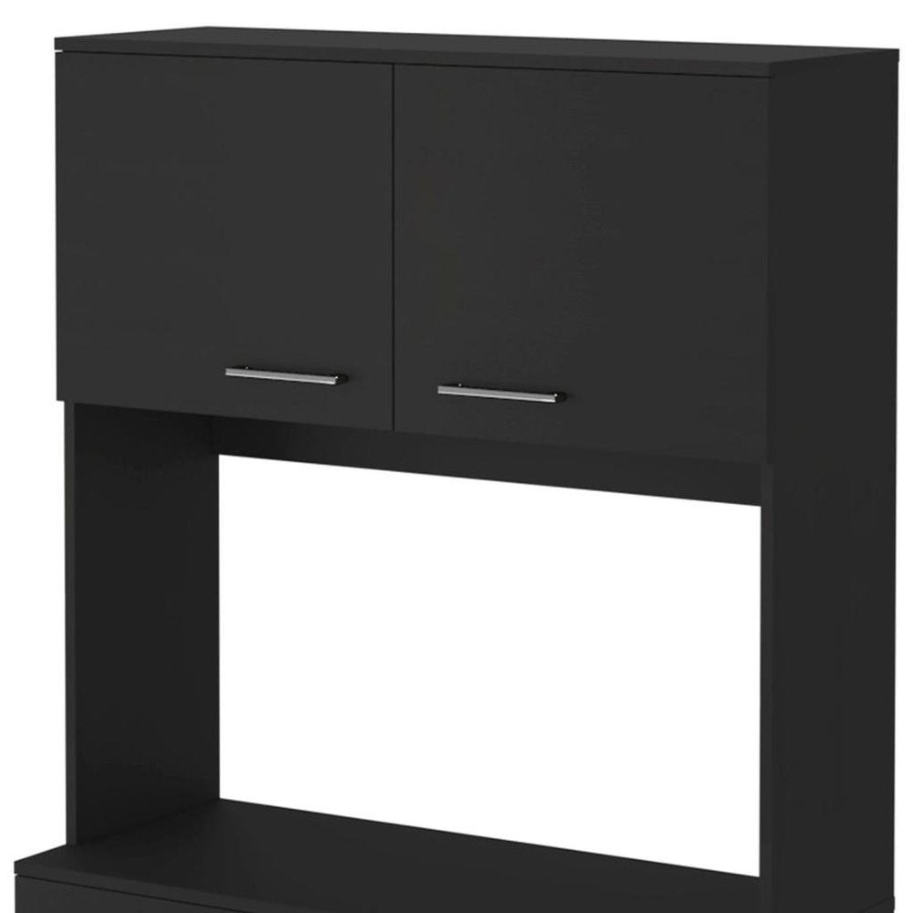 28" Black Wall mounted Accent Cabinet With Seven Shelves And Six Drawers