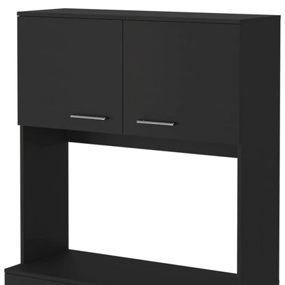 28" Black Wall mounted Accent Cabinet With Seven Shelves And Six Drawers