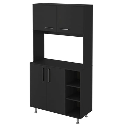 28" Black Wall mounted Accent Cabinet With Seven Shelves And Six Drawers