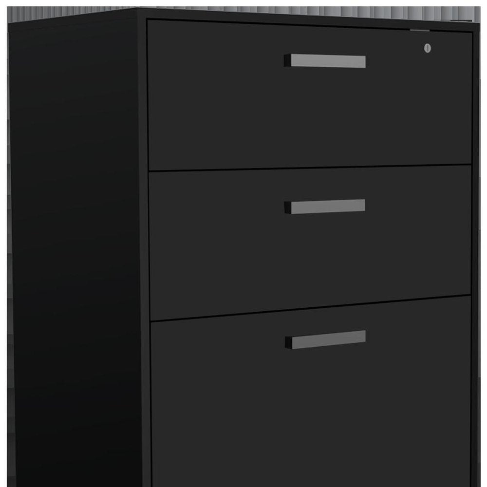 7 Black Wood Wall Mounted Accent Cabinet With Ten Doors And Six Drawers