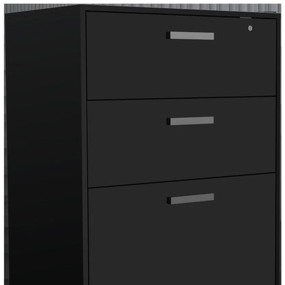 7 Black Wood Wall Mounted Accent Cabinet With Ten Doors And Six Drawers