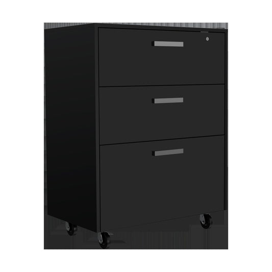 7 Black Wood Wall Mounted Accent Cabinet With Ten Doors And Six Drawers