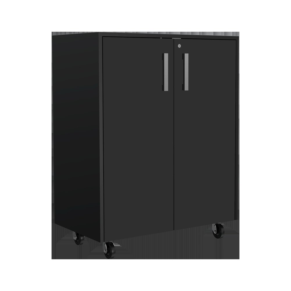 7 Black Wood Wall Mounted Accent Cabinet With Ten Doors And Six Drawers