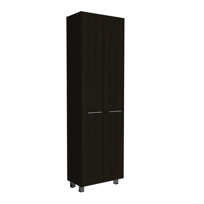 28" Black Wall mounted Accent Cabinet With Twelve Shelves And Six Drawers