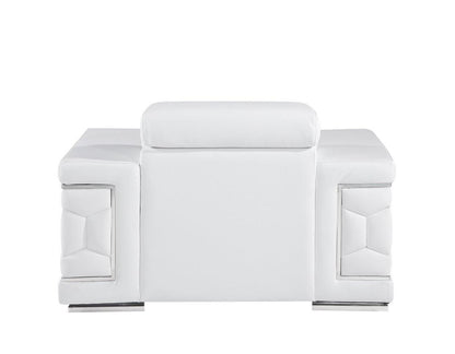 47" White And Silver Genuine Leather Club Chair