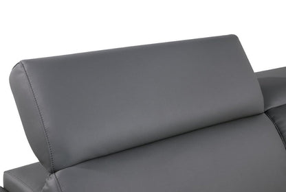 47" Granite Gray And Silver Genuine Leather Club Chair