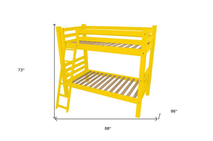 Yellow Queen Solid Wood Bunk Bed