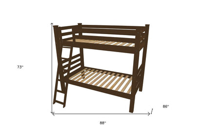 Brown Queen Solid Wood Bunk Bed