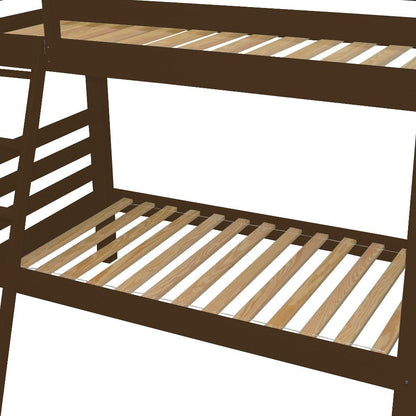 Brown Queen Solid Wood Bunk Bed