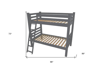 Gray Queen Solid Wood Bunk Bed