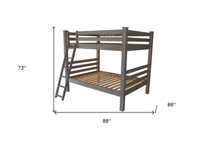 Gray Queen Over Queen Solid Wood Bunk Bed