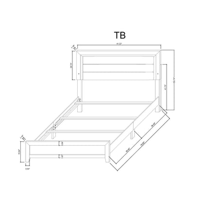 White And Gray Wood And Upholstery Lighted Twin Bed Frame