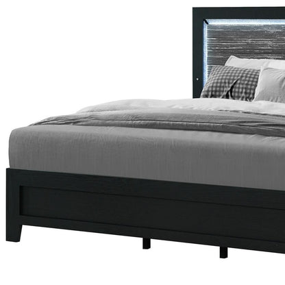 Black and Ash Gray Wood And Upholstery Upholstered Full Bed Frame