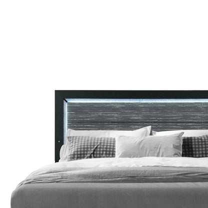 Black and Ash Gray Wood And Upholstery Upholstered Full Bed Frame