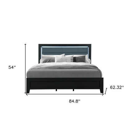 Black and Ash Gray Wood And Upholstery Upholstered Queen Bed Frame