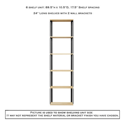 Wall Mount 6 Shelf Unit with Bookends: 89.5" H