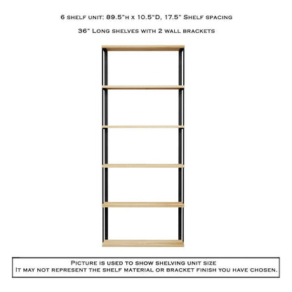 Wall Mount 6 Shelf Unit with Bookends: 89.5" H
