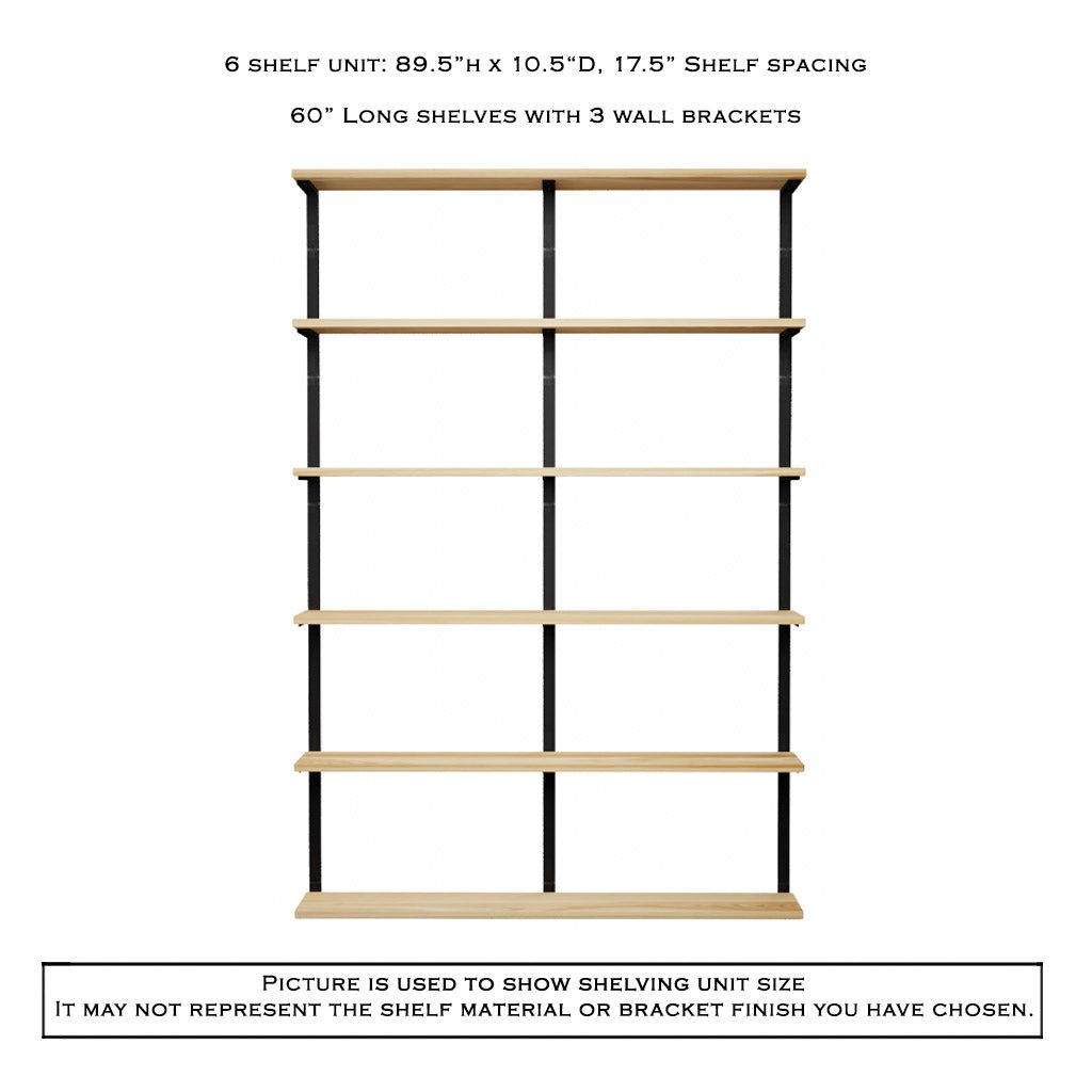Wall Mount 6 Shelf Unit: 89.5" H