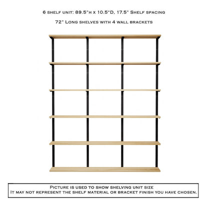 Wall Mount 6 Shelf Unit: 89.5" H