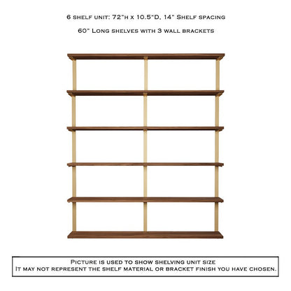 Wall Mount 6 Shelf Unit: 72" H
