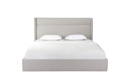 Gray Tufted Linen Blend Upholstered King Bed Frame