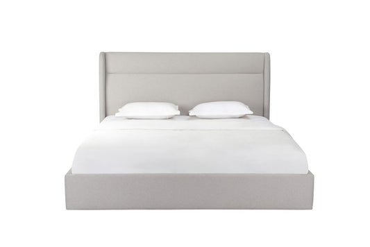 Gray Tufted Linen Blend Upholstered King Bed Frame
