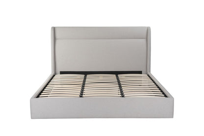 Gray Tufted Linen Blend Upholstered King Bed Frame