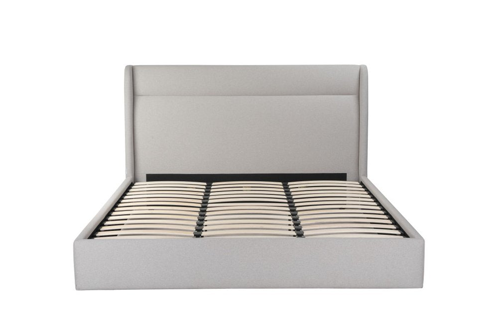 Gray Tufted Linen Blend Upholstered King Bed Frame