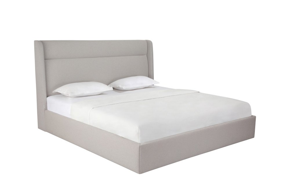 Gray Tufted Linen Blend Upholstered King Bed Frame