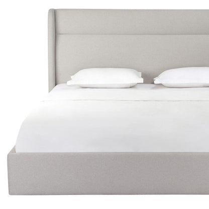 Gray Tufted Linen Blend Upholstered King Bed Frame