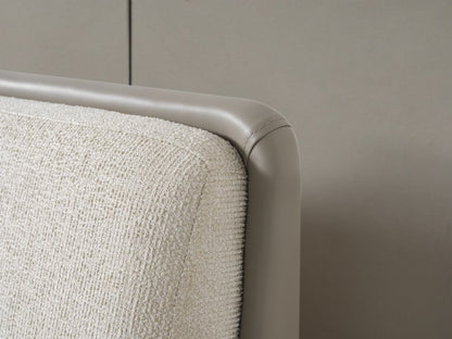 Gray And Cream Faux Leather Upholstered King Bed Frame