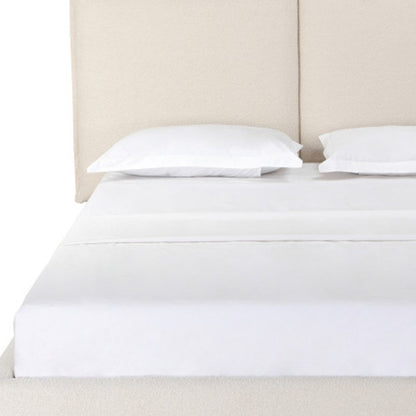 Beige Tufted Boucle Queen Bed Frame