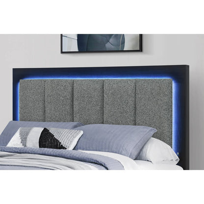 Black and Gray Wood And Upholstery Upholstered Queen Bed Frame With USB And Drawers With Drawer, Shelve Storage
