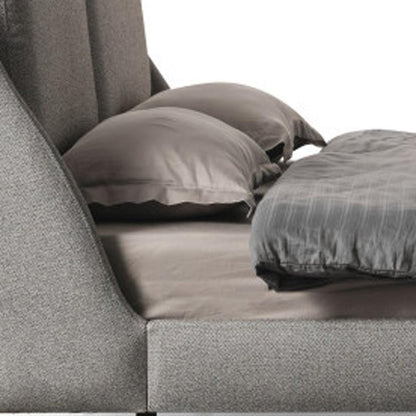 Gray Linen Upholstered King Bed Frame