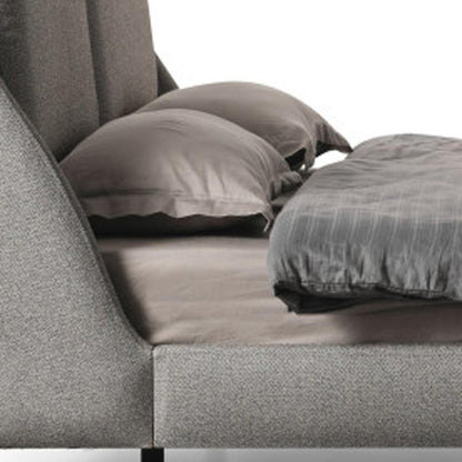 Gray Linen Upholstered Queen Bed Frame
