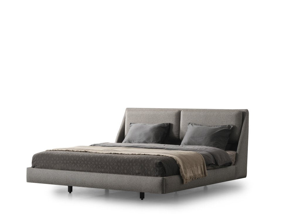 Gray Linen Upholstered Queen Bed Frame