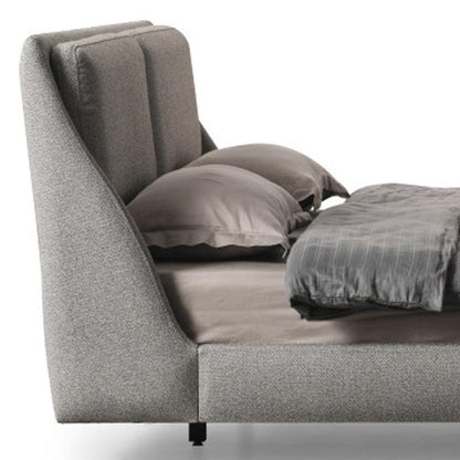 Gray Linen Upholstered Queen Bed Frame