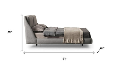 Gray Linen Upholstered Queen Bed Frame
