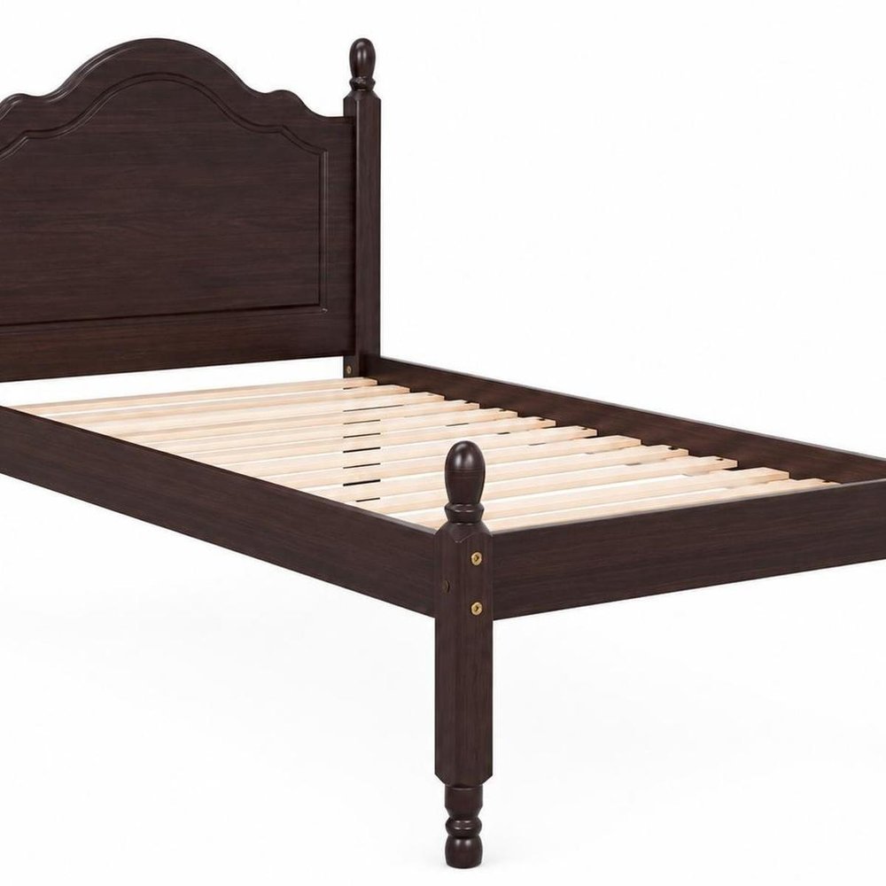 Coffee Solid Wood Twin Bed Frame