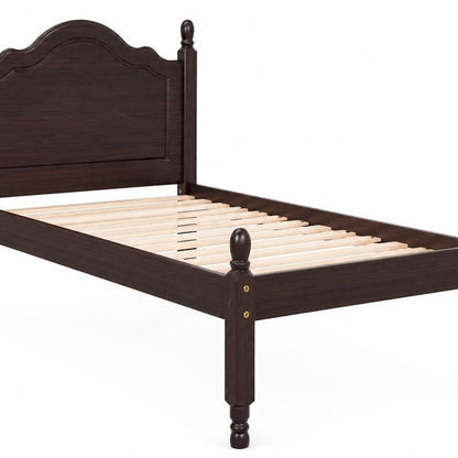 Coffee Solid Wood Twin Bed Frame