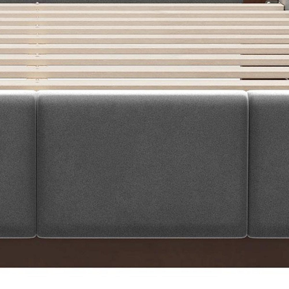 Gray Solid Wood And Tufted Velvet Upholstered Queen Bed Frame