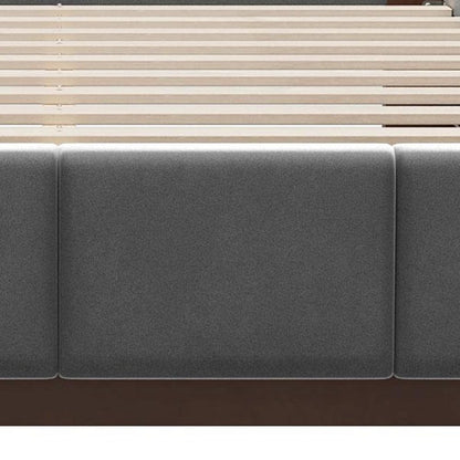Gray Solid Wood And Tufted Velvet Upholstered Queen Bed Frame