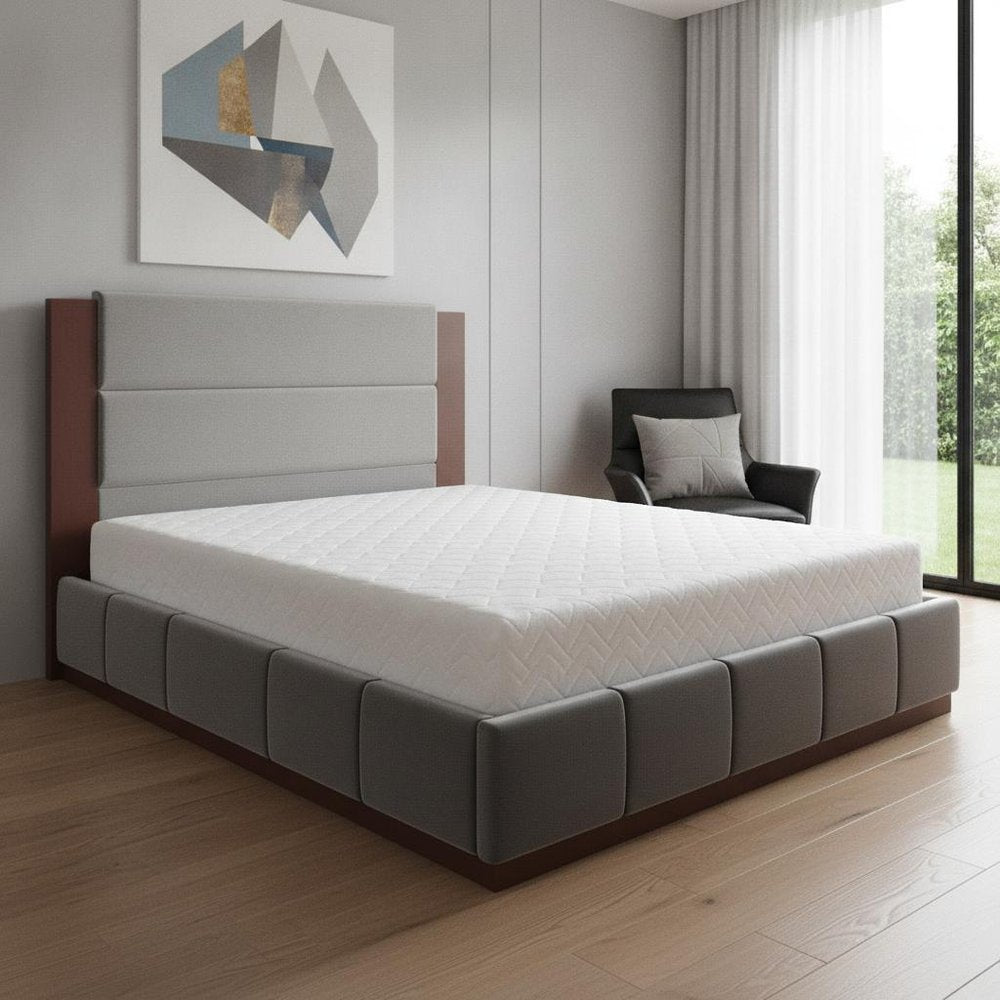 Gray Solid Wood And Tufted Velvet Upholstered Queen Bed Frame