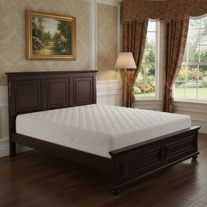 Brown Inlaid Panels Solid Wood King Bed Frame