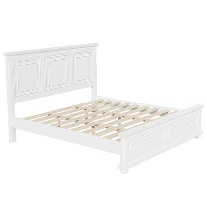 Brown Inlaid Panels Solid Wood King Bed Frame