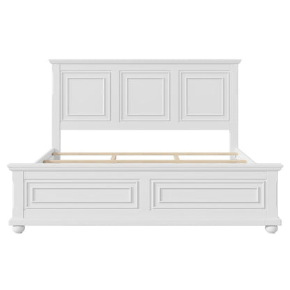 Brown Inlaid Panels Solid Wood King Bed Frame