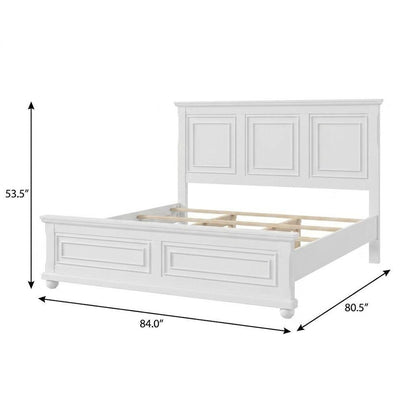 Brown Inlaid Panels Solid Wood King Bed Frame