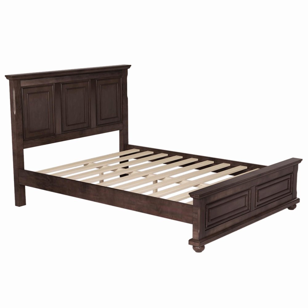 Brown Solid Wood Queen Bed Frame