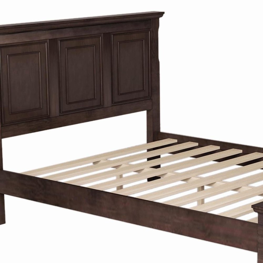 Brown Solid Wood Queen Bed Frame